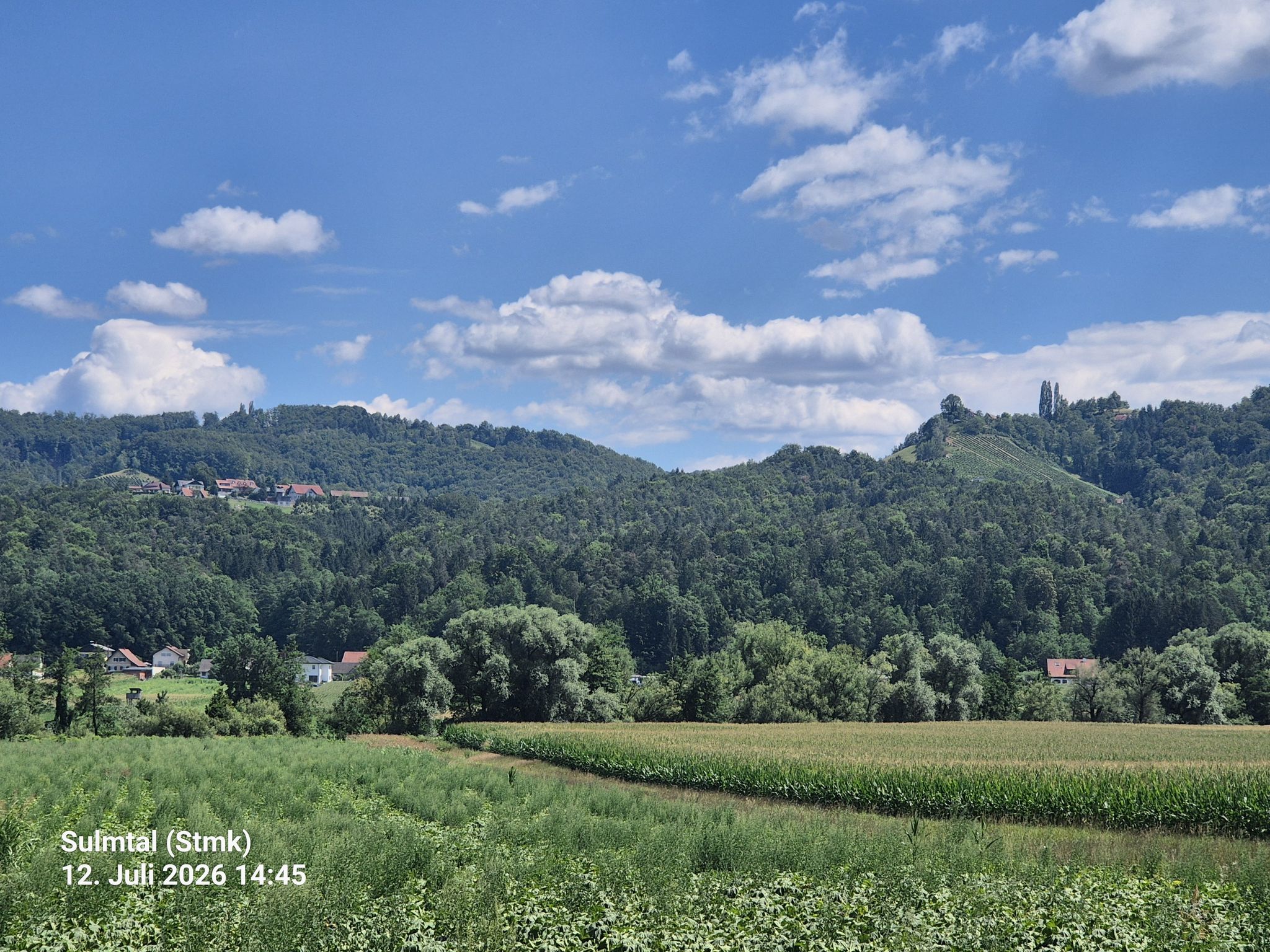 Landschaft. Korrekter Weise bin ich da schon im Saggautal.