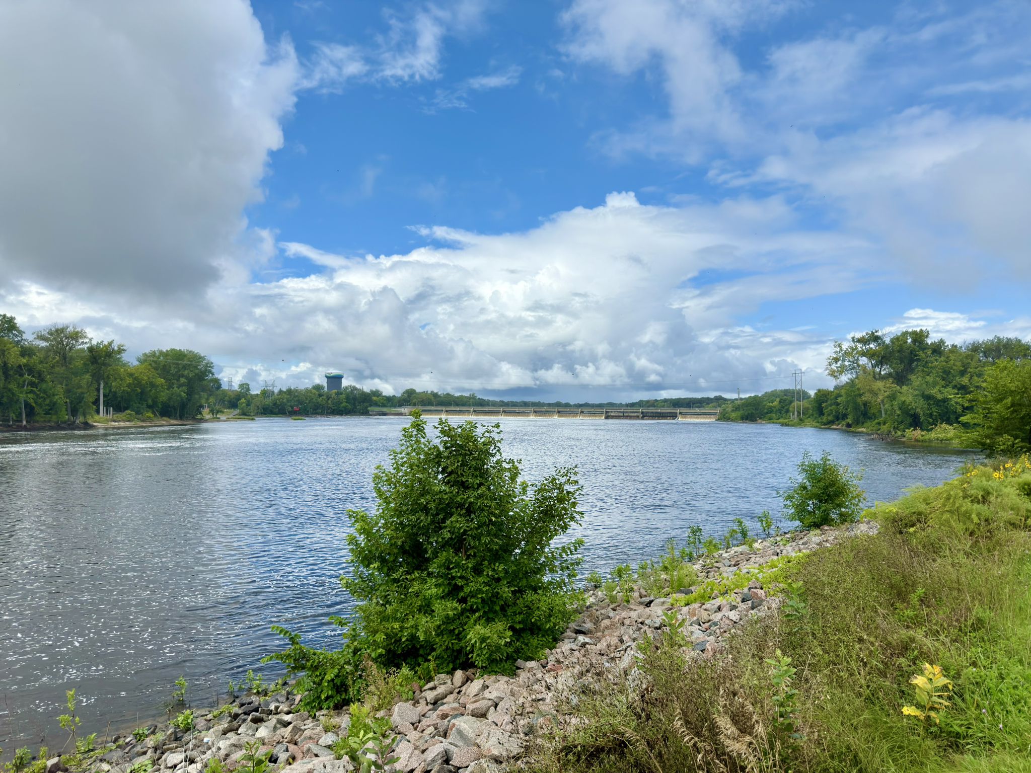 The Mississippi River with the Coon Rapids Dam in the distance