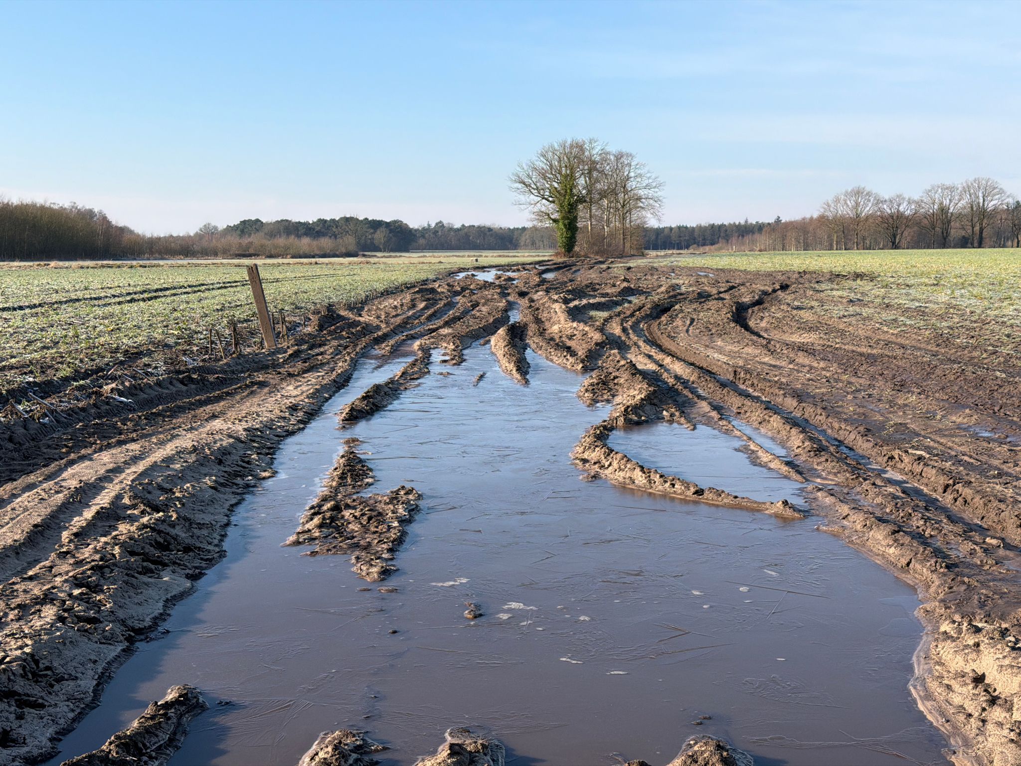 Meestal is dit een mooie wandelweg, nu lijkt het Paris Dakar wel 😁