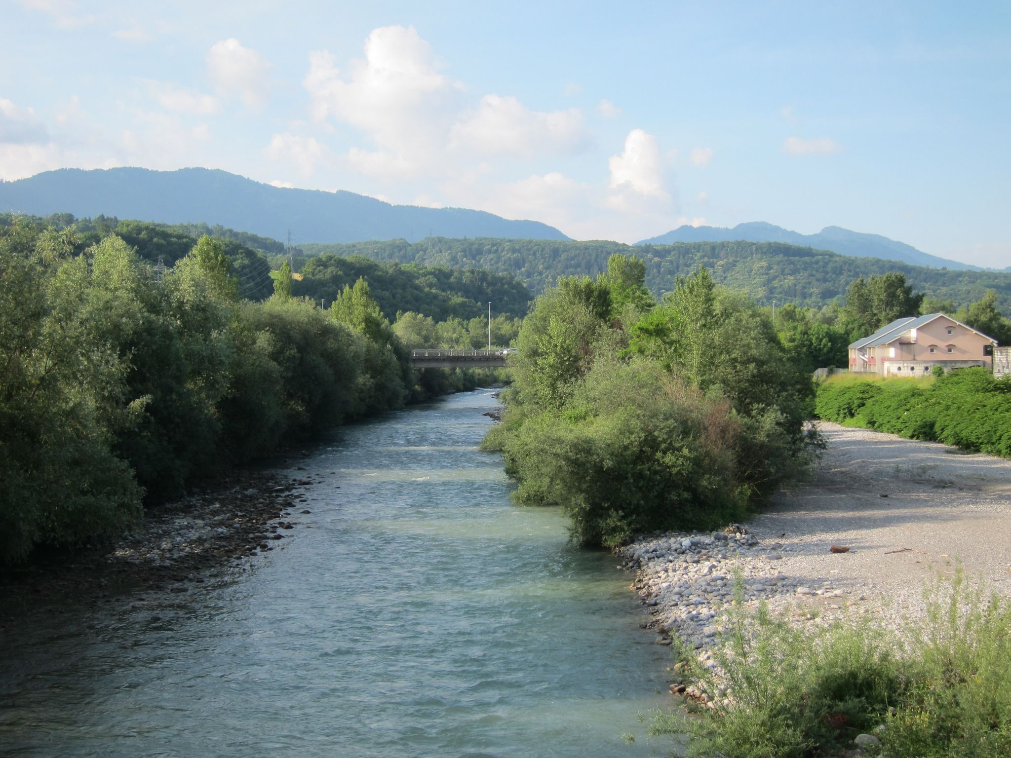 Blick von der Dranse-Brücke nach dem Start in Thonon-les-Bains
