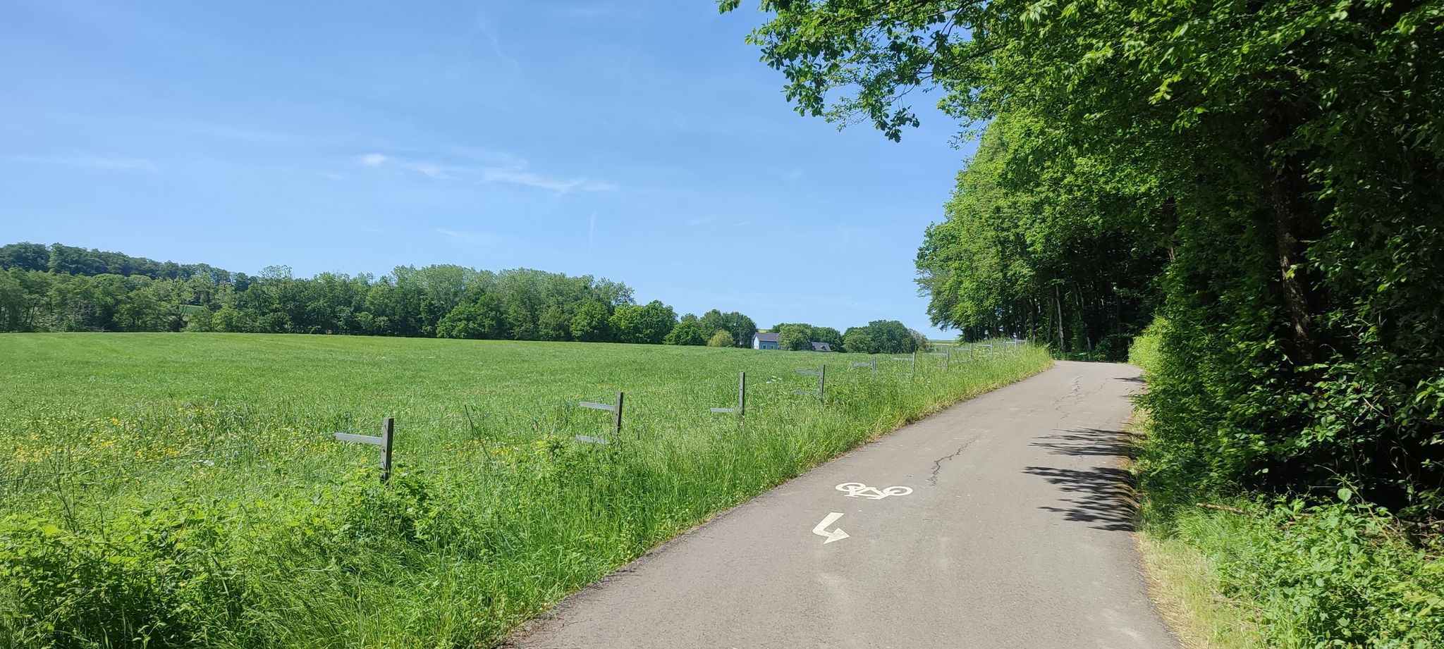 Radroute PC17, Bahntrassenradweg mit Anstieg